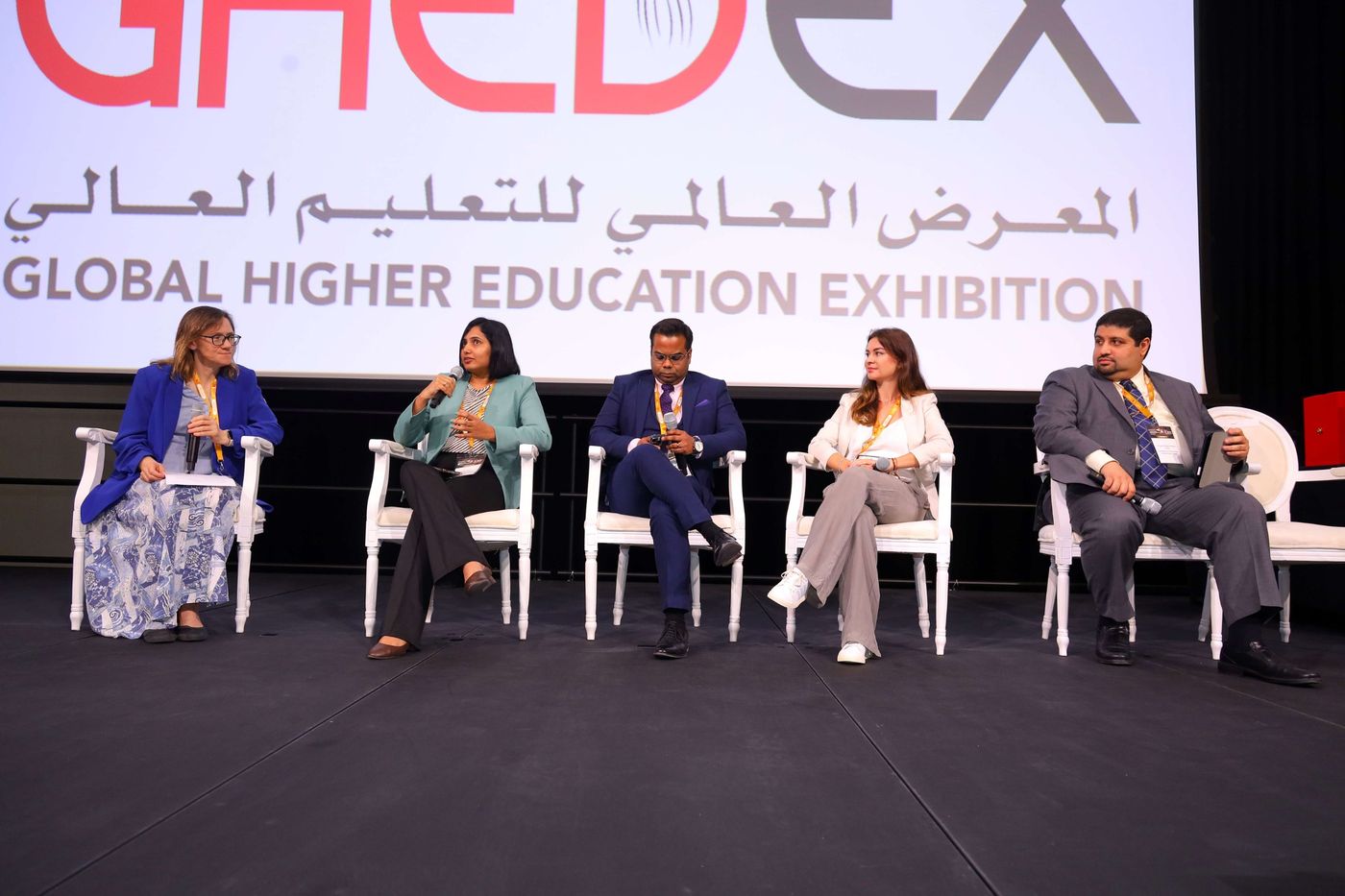 Harsha Sreehari on a panel at the Global Higher Education Exhibition (GHEDEX), Bahrain